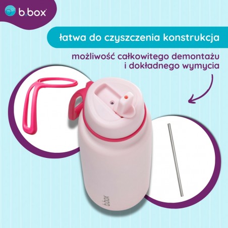 b.box butelka termiczna ze składanym ustnikiem, termos ze stali nierdzewnej różowy