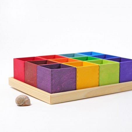 Kolorowe Drewniane pudełka 12 szt - Grimm’s
