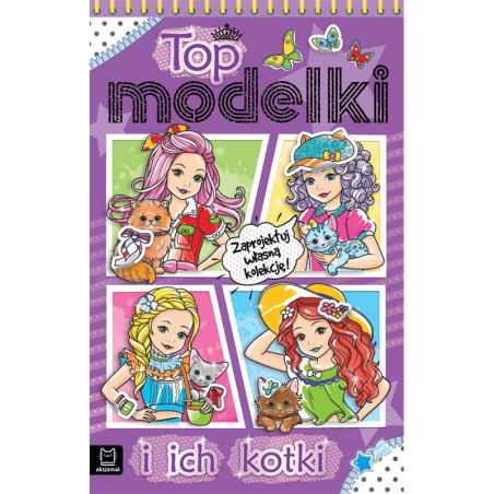 Top modelki i ich kotki. Kolorowanka z naklejkami