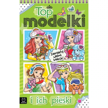 Top modelki i ich pieski. Kolorowanka z naklejkami