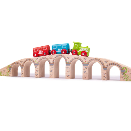 Drewniany most wiadukt kolejowy 7-łukowy Bigjigs Rail