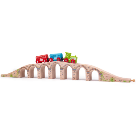 Drewniany most wiadukt kolejowy 7-łukowy Bigjigs Rail