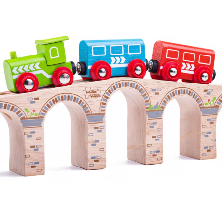 Drewniany most wiadukt kolejowy 7-łukowy Bigjigs Rail