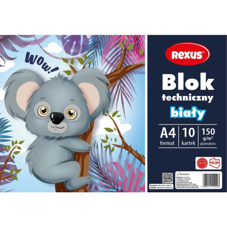 Blok techniczny biały A4, 10 kartek 150 g/m2 Beniamin