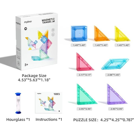 Tangram magnetyczny 3D z klepsydrą łamigłówka mideer