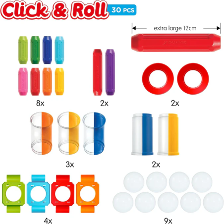 Smart Max Click Roll klocki magnetyczne 30 el. kulodrom