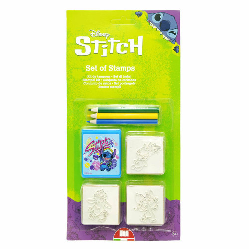 Stitch 3 pieczątki z tuszem i kredkami