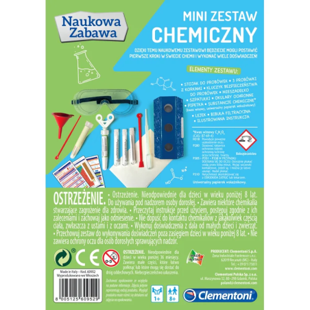 Clementoni mini zestaw chemiczny 60 doświadczeń