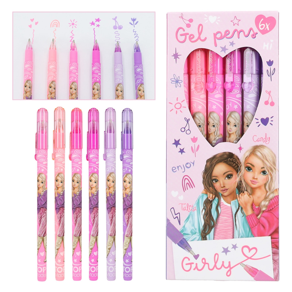 Kolorowe długopisy żelowe 6 szt. Girly Gel Pen TOPModel