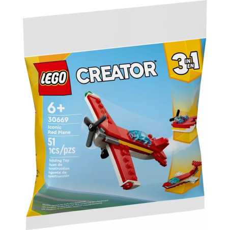 Kultowy czerwony samolot Lego Creator 3w1 saszetka 30669