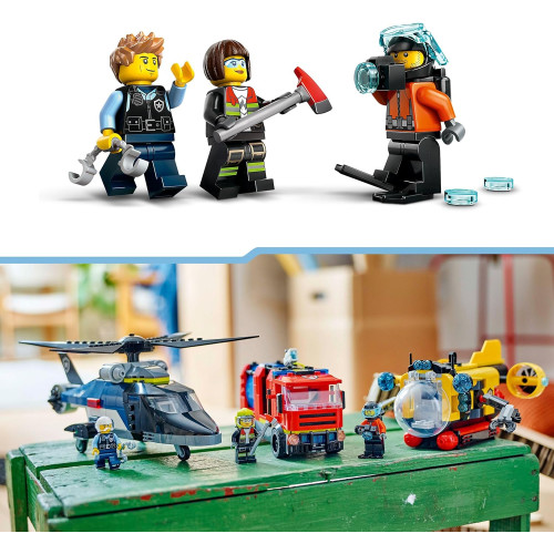 Lego 60462 Zestaw z helikopterem, wozem strażackim i łodzią podwodną