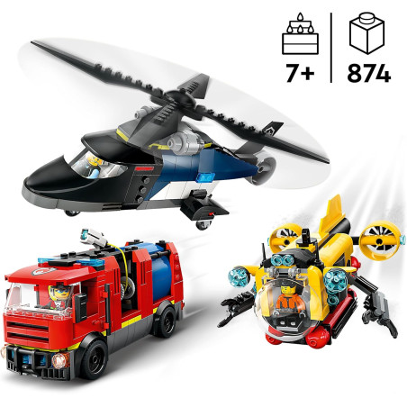 Lego 60462 Zestaw z helikopterem, wozem strażackim i łodzią podwodną