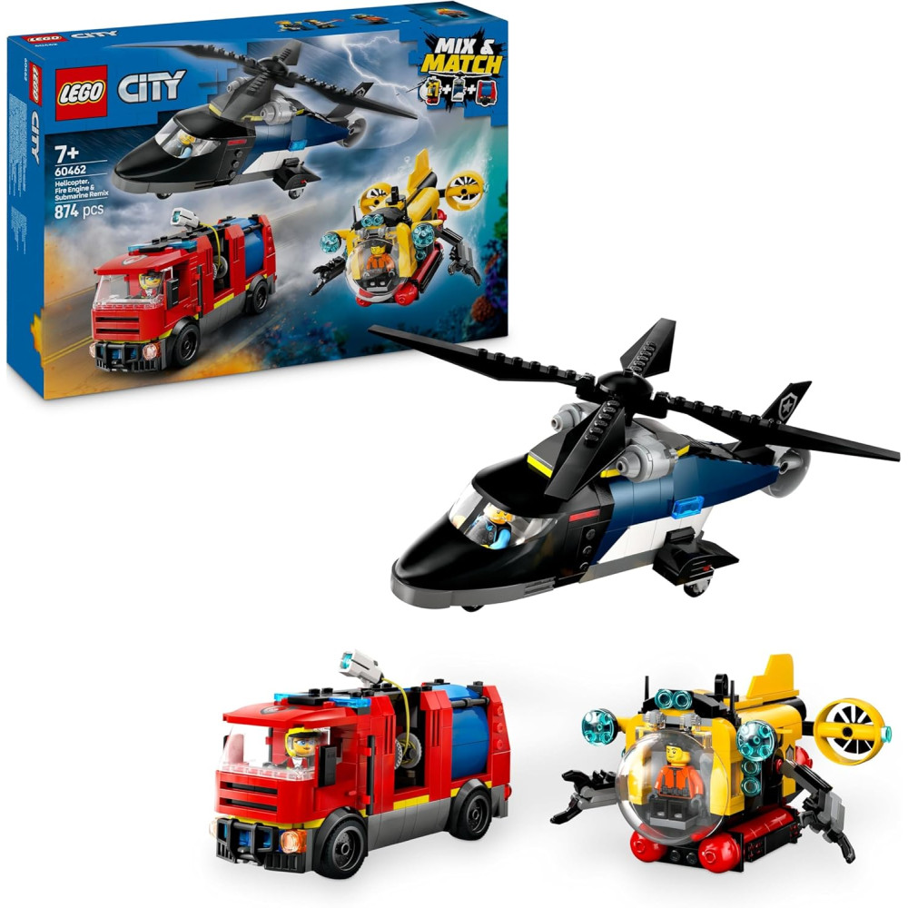 Lego 60462 Zestaw z helikopterem, wozem strażackim i łodzią podwodną