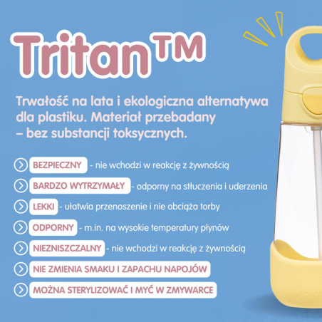 Butelka ze słomką 600 ml tritanowa, bidon Lemon Twist b.box