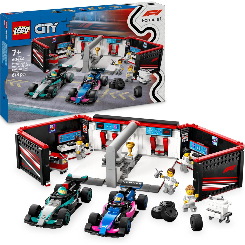 Lego F1 Garaż i bolidy Mercedes-AMG i Alpine 60444