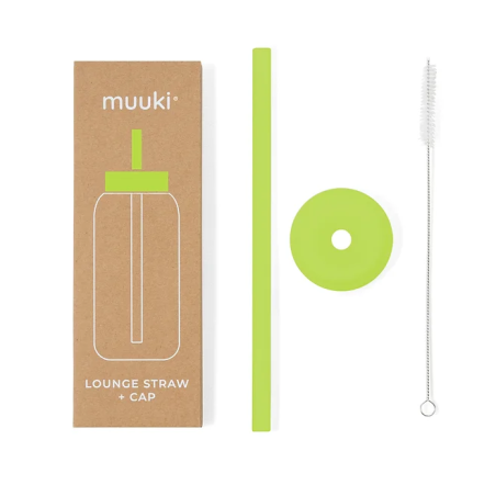 Słomka do szklanej butelki Muuki 720 ml Lounge Straw + Cap Electric Lime