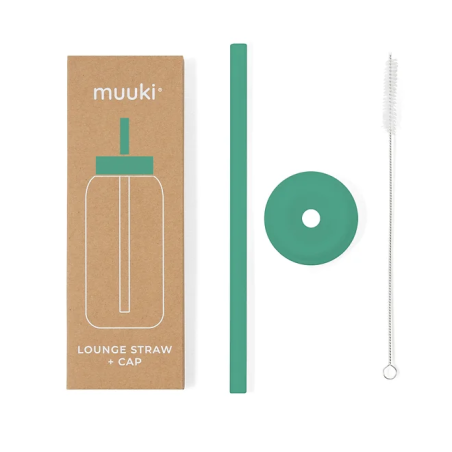 Słomka do szklanej butelki Muuki 720 ml Lounge Straw + Cap Frosted Green