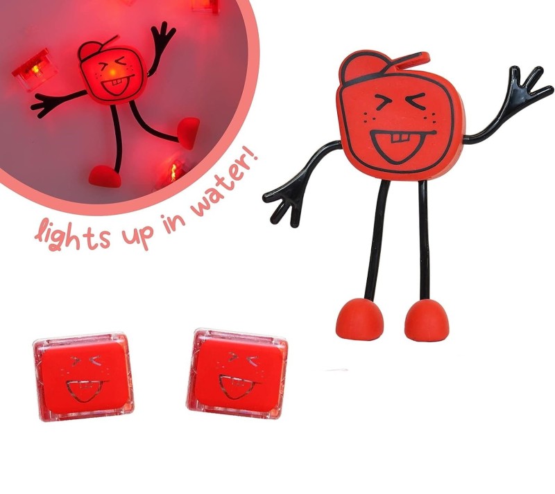 Glo Pals Ludzik LED świecący w Wodzie Czerwony + 2 Kostki Sensoryczne
