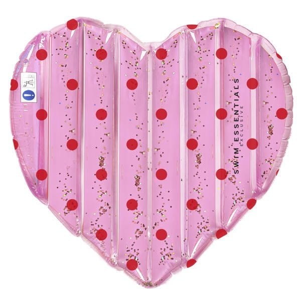 Materac w Kształcie Serca z Brokatem Dots - The Swim Essentials