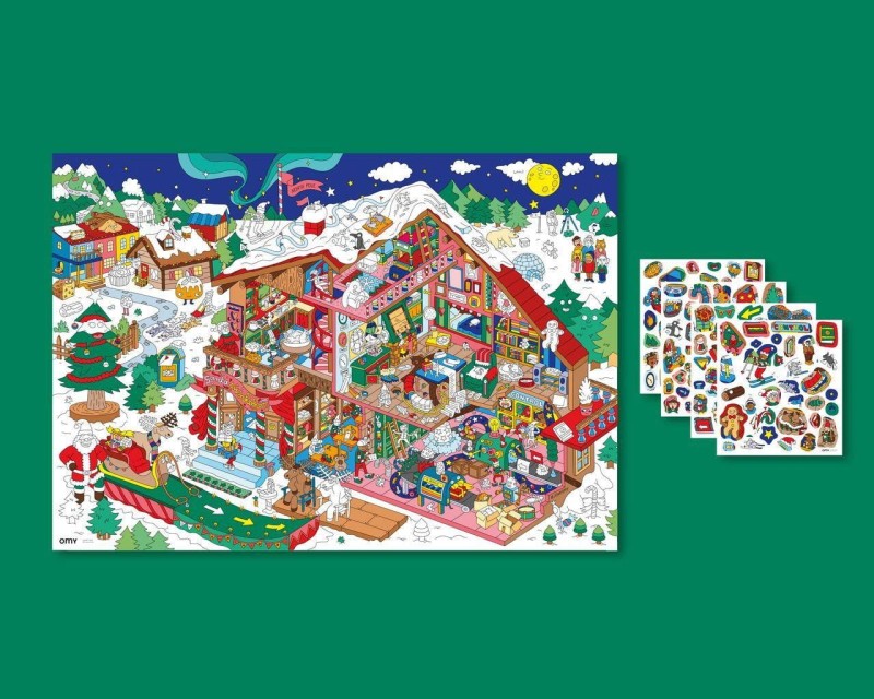 Plakat z Naklejkami Fabryka Świętego Mikołaja - omy