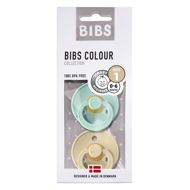 Smoczek Uspokajający z Naturalnego Kauczuku S 0-6 mies. Mint & Beige 2-pack - BIBS