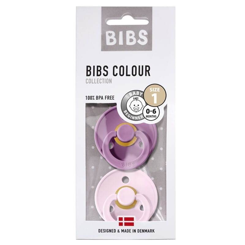 Smoczek Uspokajający z Naturalnego Kauczuku S 0-6 mies. Lavender & Baby Pink 2-pack - BIBS