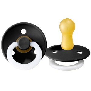 Smoczek Uspokajający z Naturalnego Kauczuku M +6 mies. Black Glow in Dark - BIBS