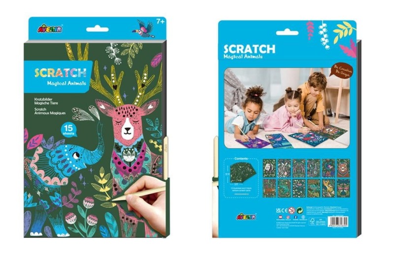 Duże Wydrapywanki Zwierzęta 15 szt. Scratch - Avenir