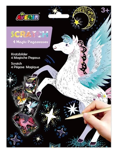 Kolorowe Wydrapywanki Pegazy 4 szt. Scratch Art - Avenir