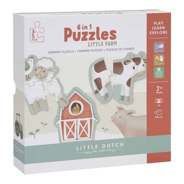 Puzzle 6w1 o wzrastającej liczbie 3, 4 ,5 el. Mała Farma - Little Dutch