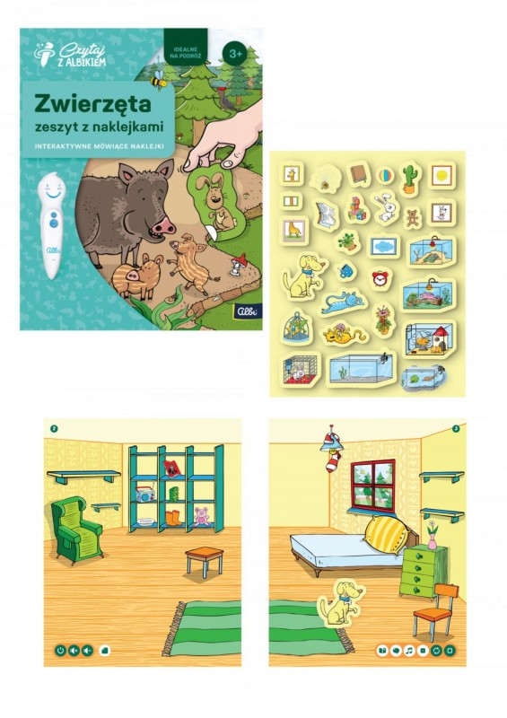 Zwierzęta Interaktywne mówiące naklejki zeszyt - Czytaj z Albikiem
