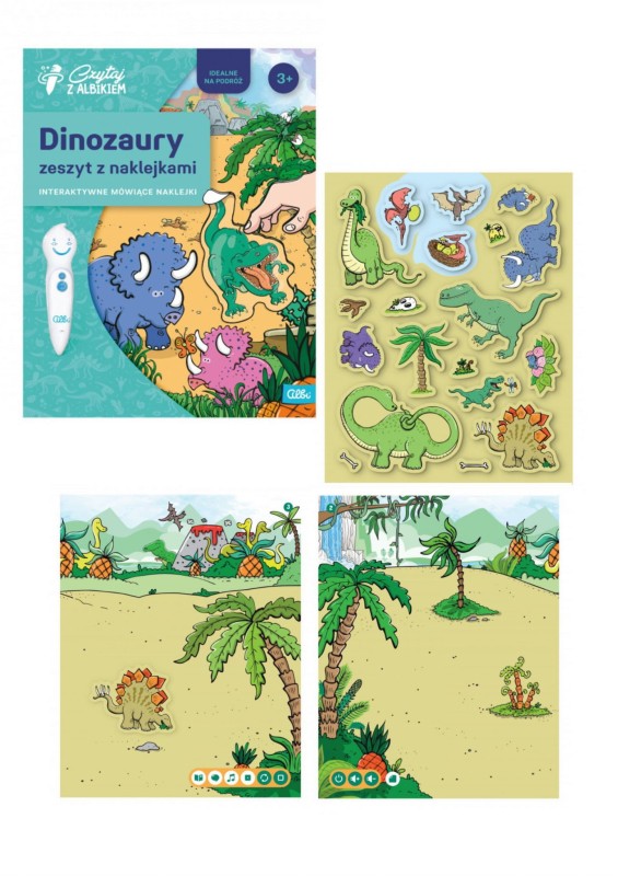 Dinozaury Interaktywne mówiące naklejki zeszyt - Czytaj z Albikiem