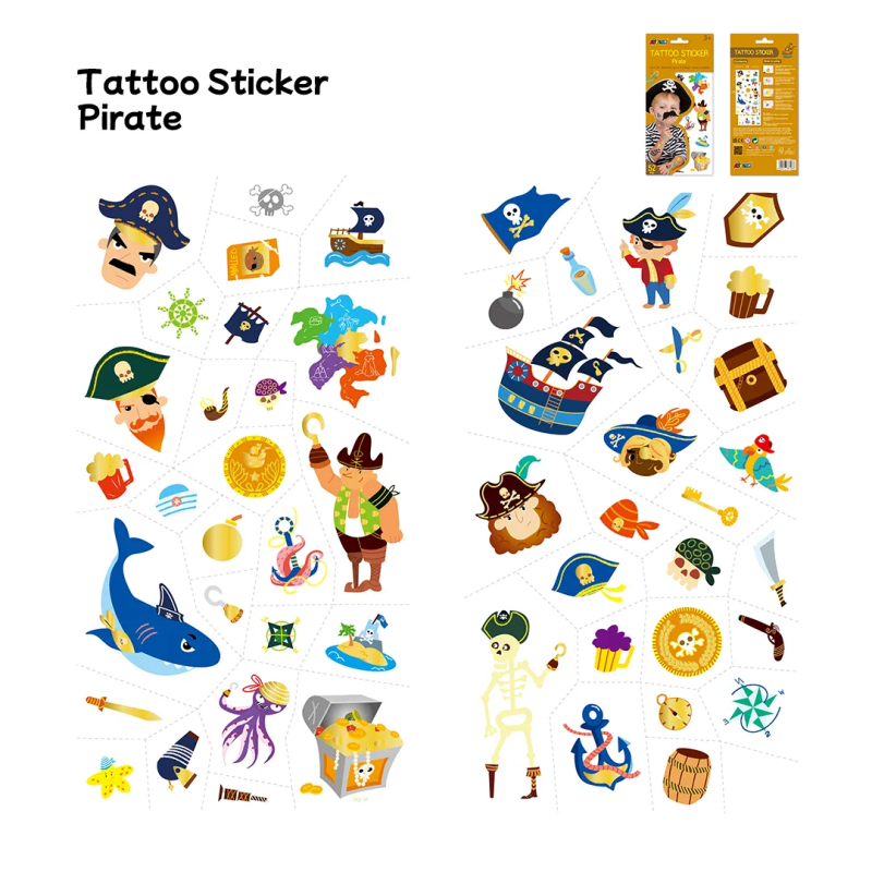 Tatuaże dla dzieci Piraci Błyszczące 52 szt. - Avenir