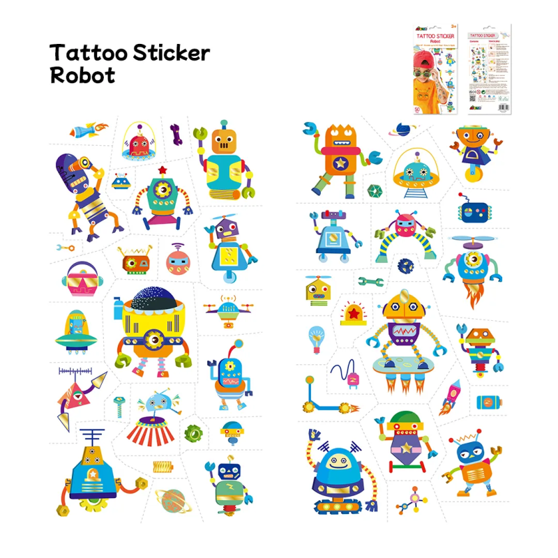 Tatuaże dla dzieci Roboty 50 szt. Błyszczące - Avenir