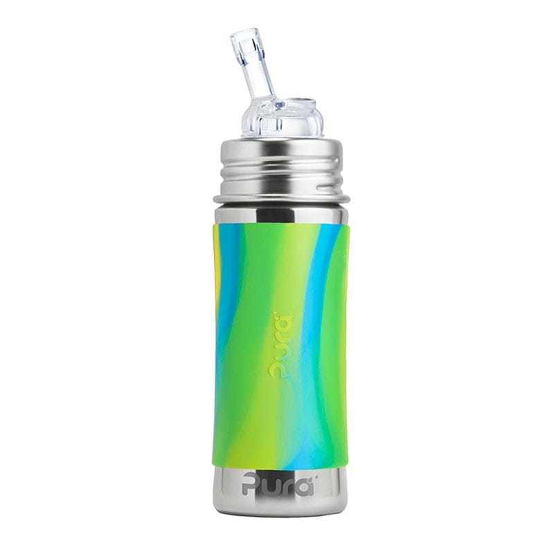 Termobutelka ze Słomką 260 ml Niebieska Swirl- Pura Kiki