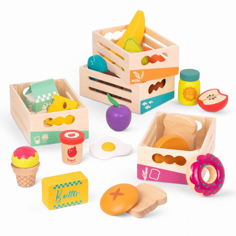 Drewniane Jedzenie w skrzyneczkach Little Foodie Groups - b.toys