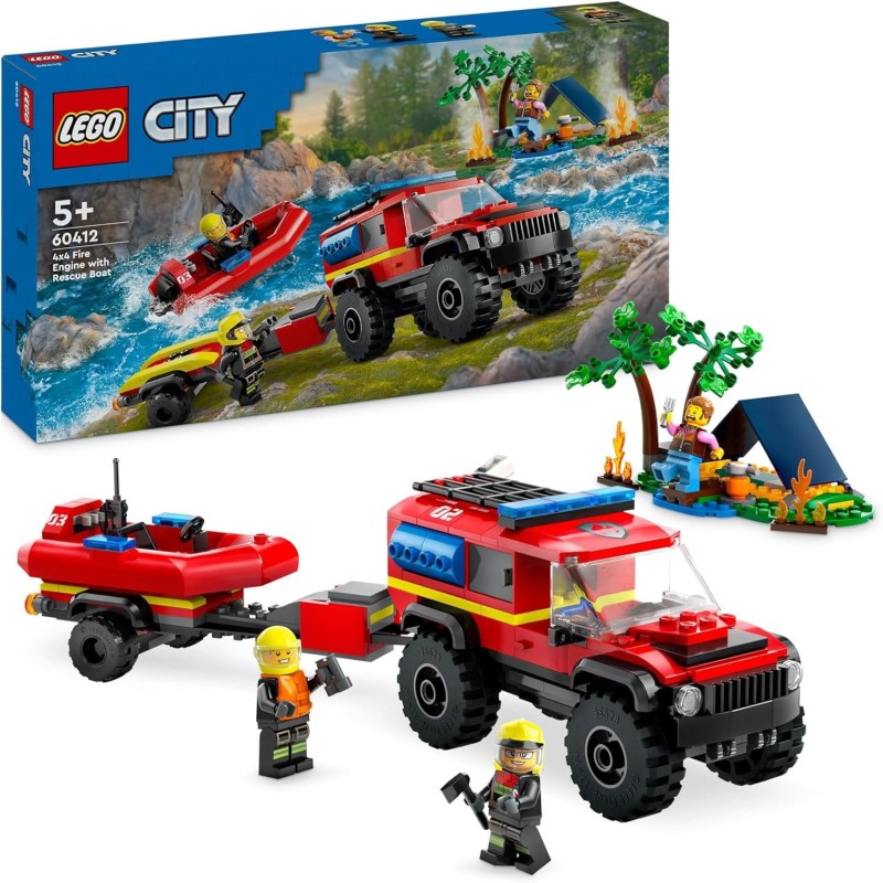 Terenowy wóz strażacki z łodzią ratunkową Lego 60412