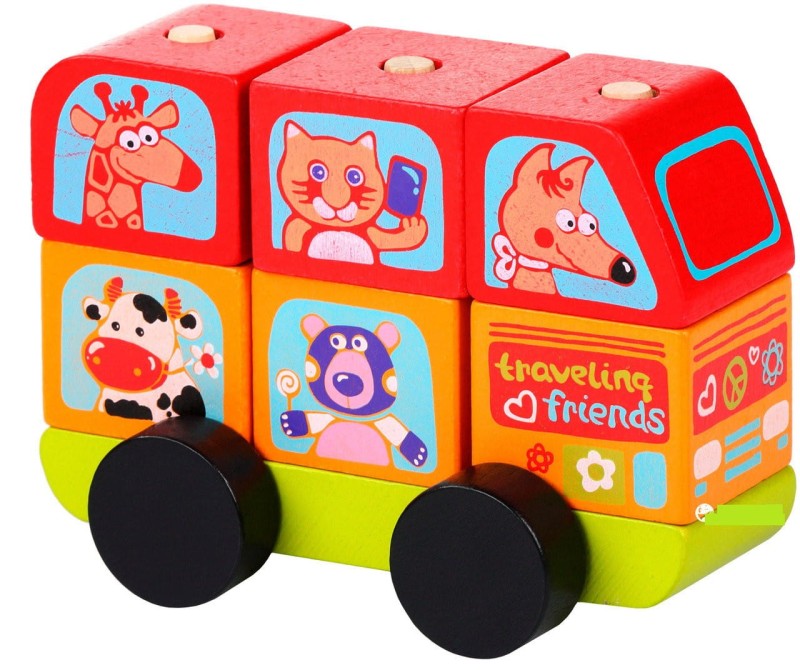 Drewniany Autobus z Klockami - Cubika