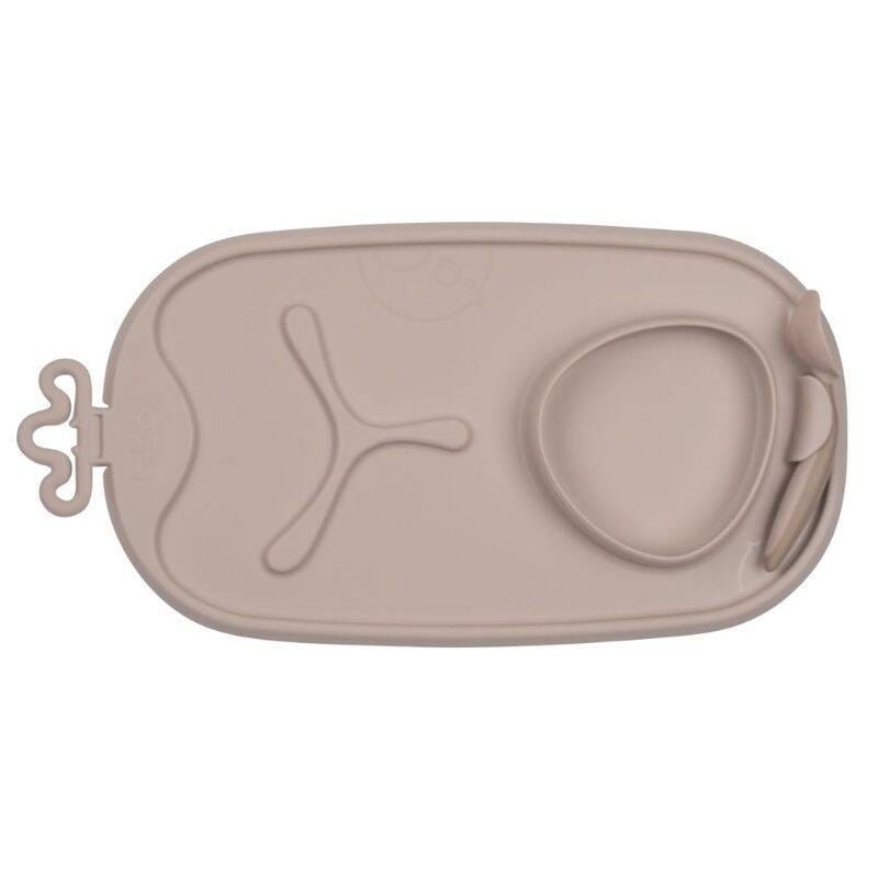 B.box Roll + Go zwijana mata BLW talerz z łyżeczką, latte