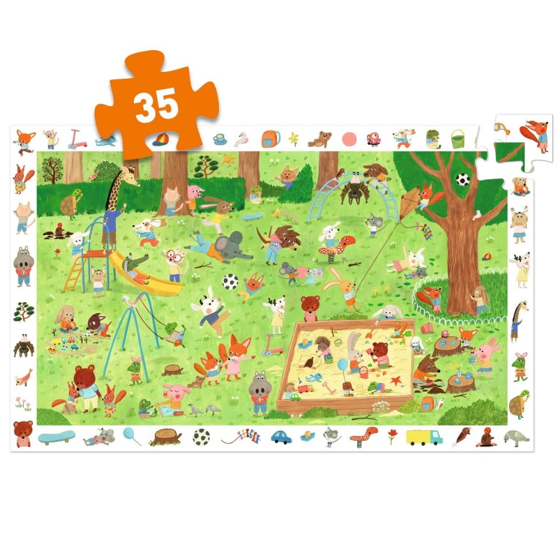 Puzzle obserwacyjne z ramką Plac Zabaw 35 el. - Djeco