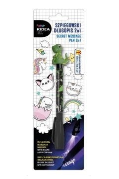 Długopis z niewidzialnym tuszem i latarką UV Dinozaur Kidea