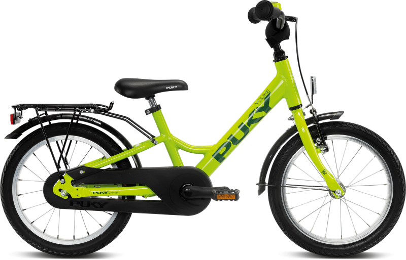 Rower dziecięcy z bagażnikiem YOUKE 16 limonkowy PUKY