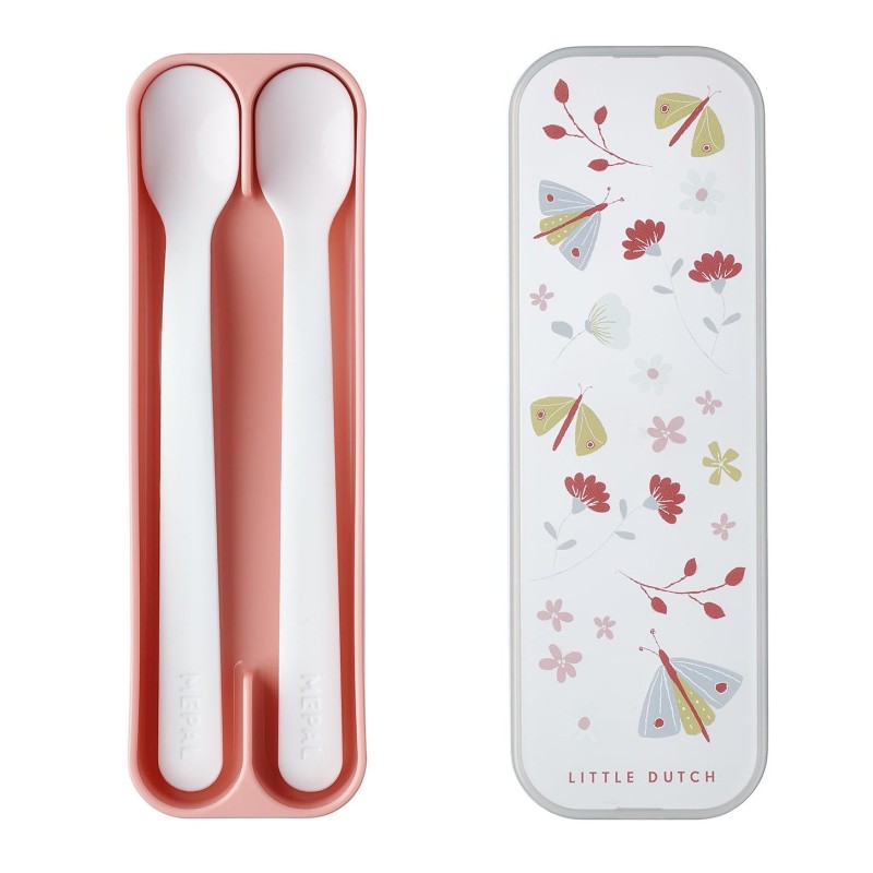 Pierwsze łyżeczki do karmienia 2 szt. różowe Flowers & Butterflies - Mepal