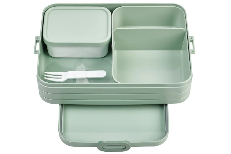 Lunchbox z przegródkami, pojemniczkiem i widelcem Bento nordic sage - Mepal