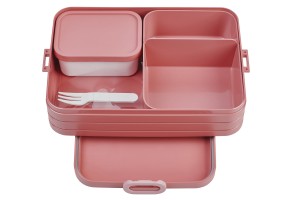 Lunchbox z przegródkami, pojemniczkiem i widelcem Bento mauve  - Mepal
