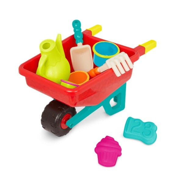 Taczka dla dzieci z konewką i zabawkami do piasku b.toys
