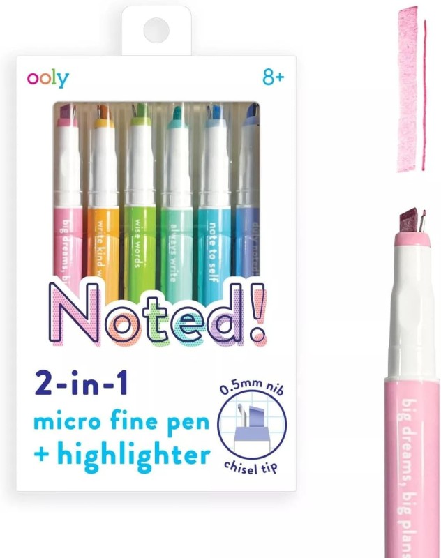 Cienkopisy z zakreślaczami 2w1 Noted 6 szt. Ooly
