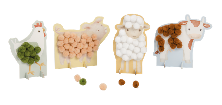 Dekorowanie obrazków pomponami Farma Little Dutch