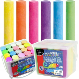 Gruba kreda kolorowa neonowa 20 szt. chodnikowa Kidea