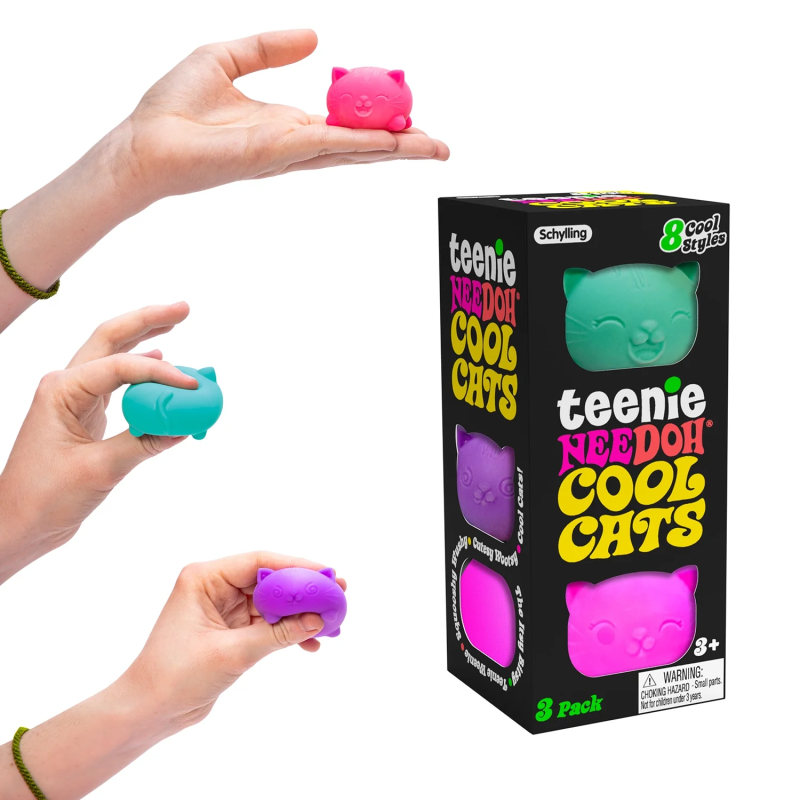 Schylling gniotki Kotki sensoryczne 3 szt. Teenie Needoh Cool Cats